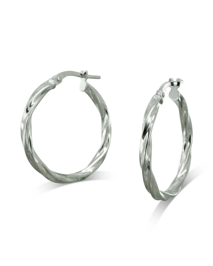 Twisted Hoop Earrings Earrings Pruden and Smith Silver 20mm