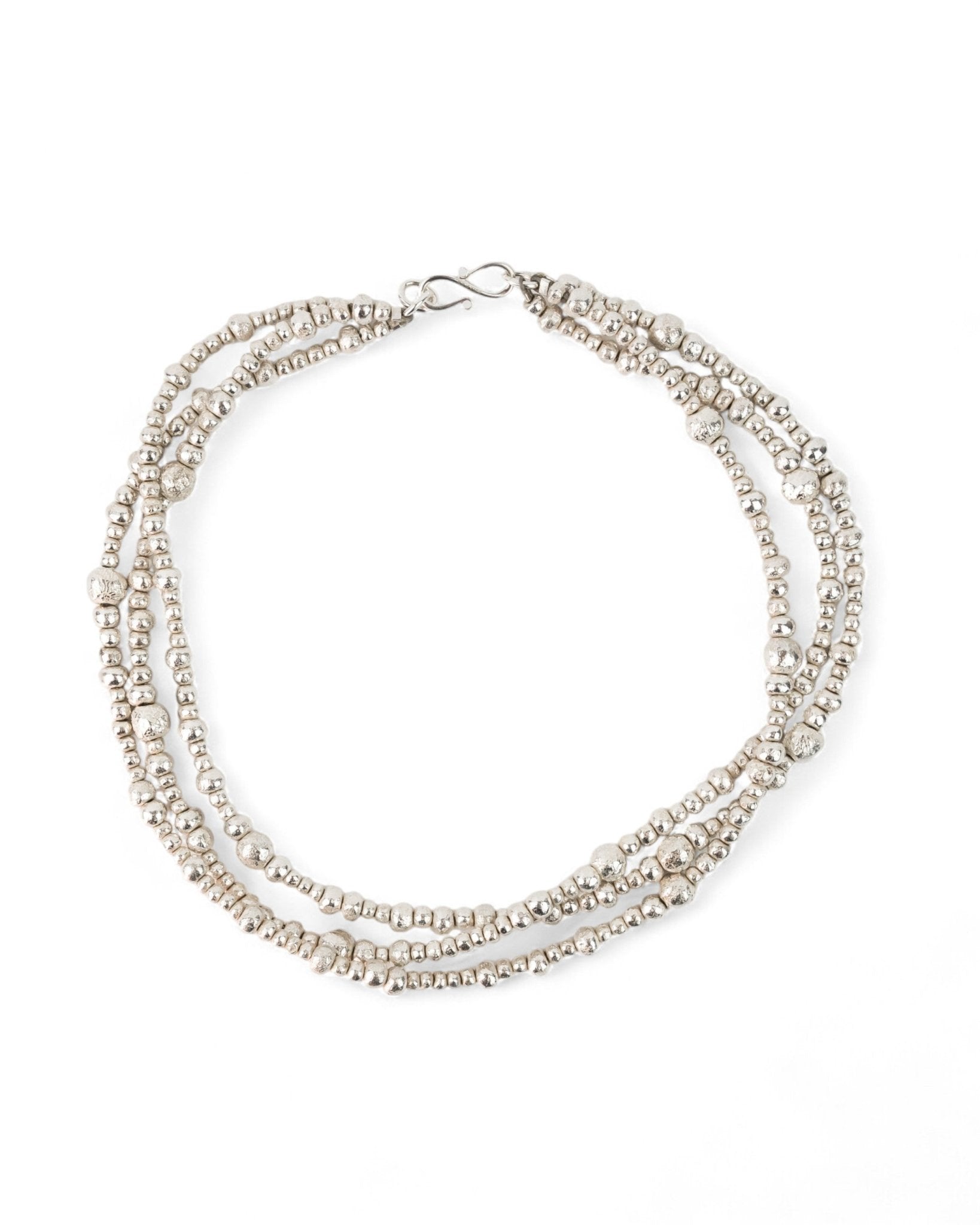 Twisted Triple Random Silver Nugget Necklace Necklace Pruden and Smith