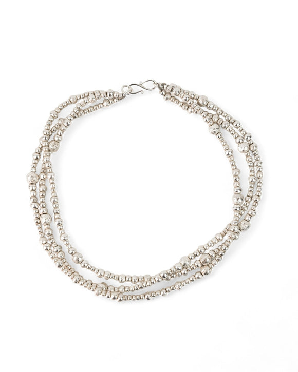 Twisted Triple Random Silver Nugget Necklace Necklace Pruden and Smith