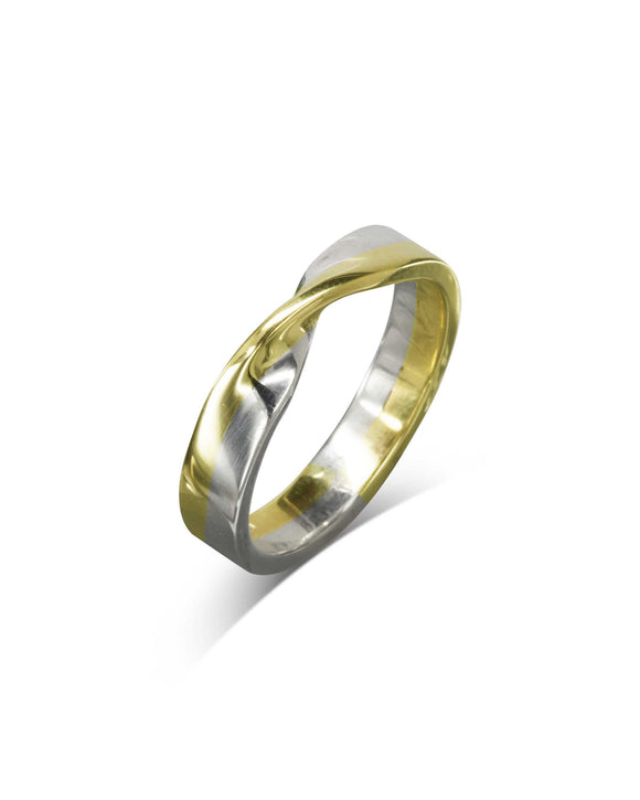 Unique Twist Mixed Metal Wedding Band Ring Pruden and Smith
