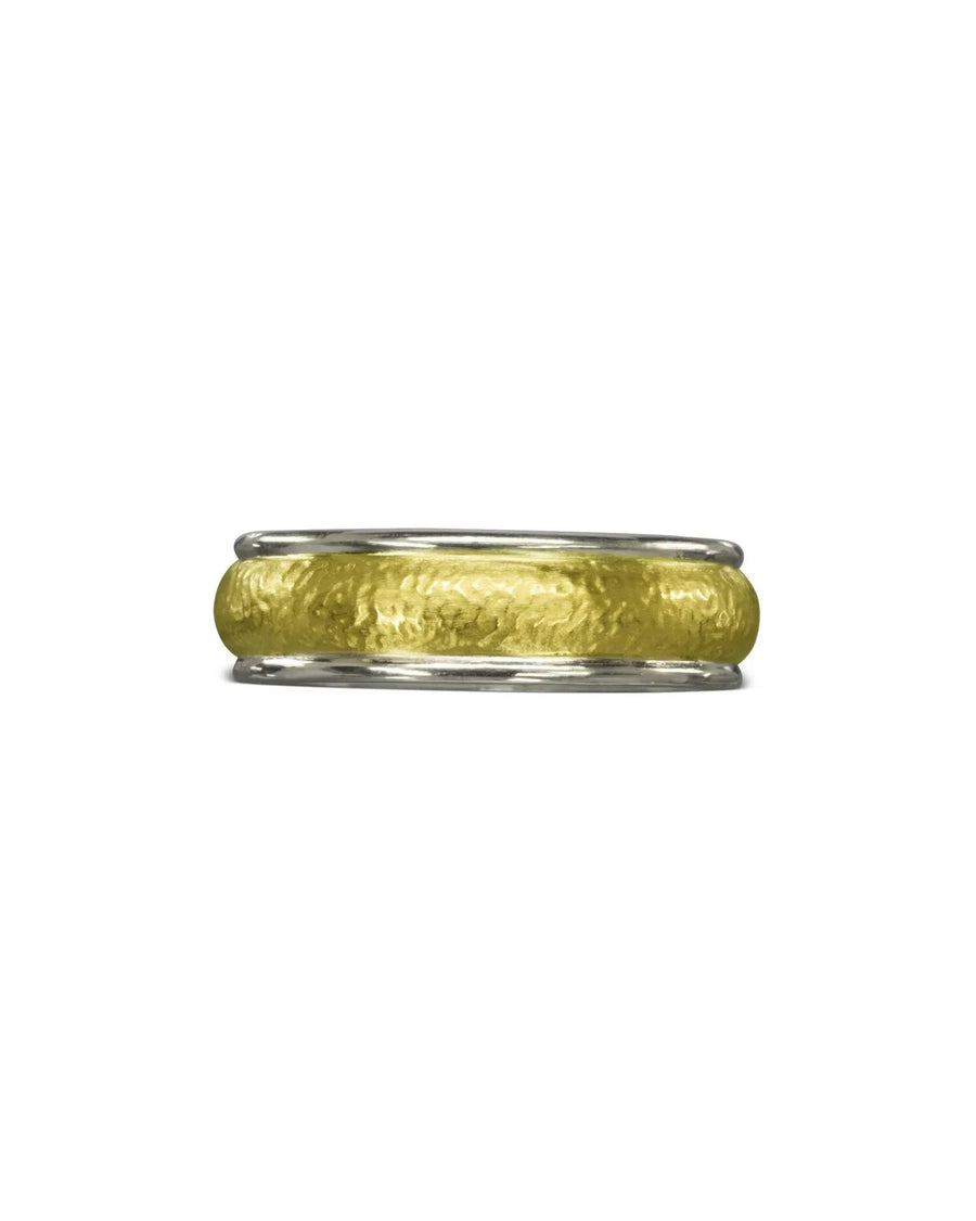 Two Colour Matte Gold Wedding Band Ring Pruden and Smith