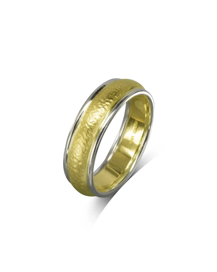 Two Colour Matte Gold Wedding Band Ring Pruden and Smith