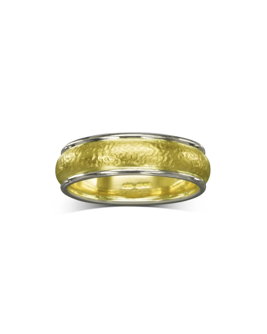 Two Colour Matte Gold Wedding Band Ring Pruden and Smith