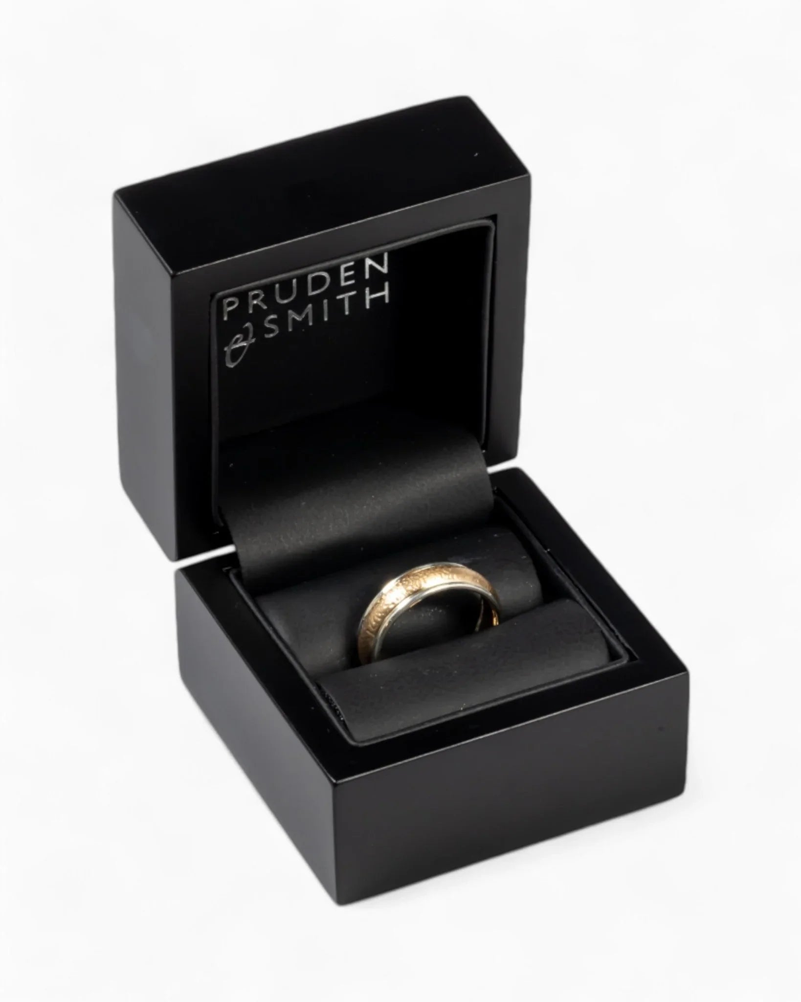 Two Colour Matte Gold Wedding Band Ring Pruden and Smith