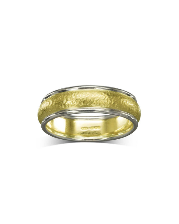 Two Colour Matte Gold Wedding Band Ring Pruden and Smith