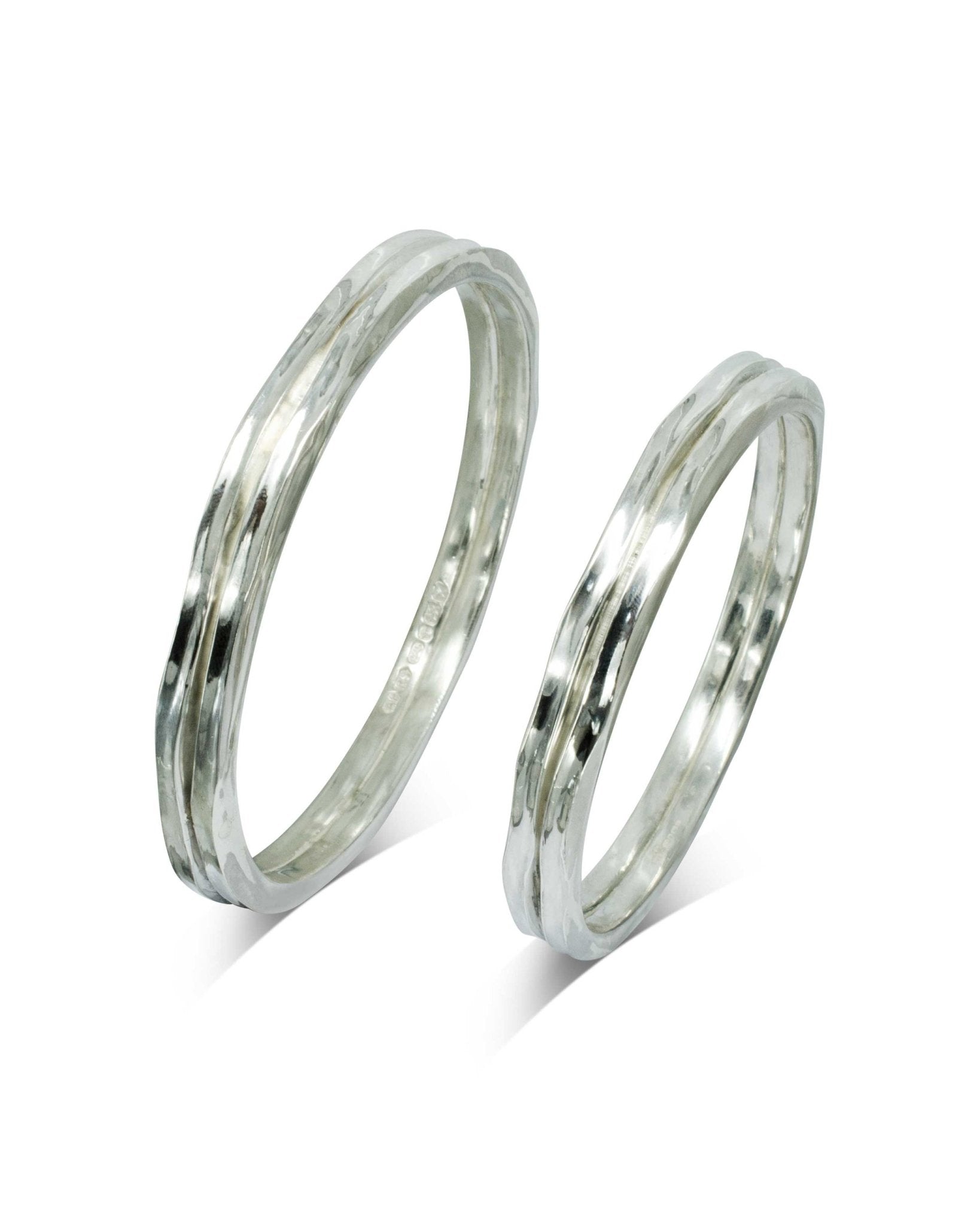 Two Strand Hammered Heavy Silver Bangle Bangle Pruden and Smith