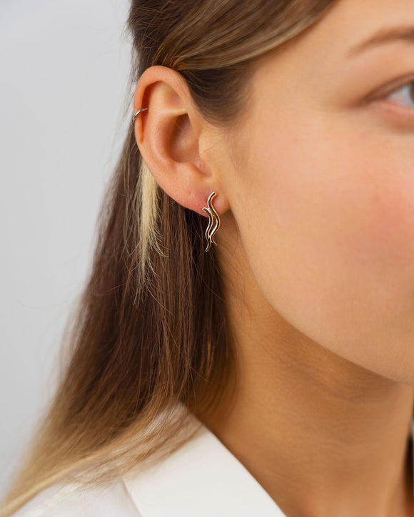 Two Strand Silver Stud Earrings Earrings Pruden and Smith