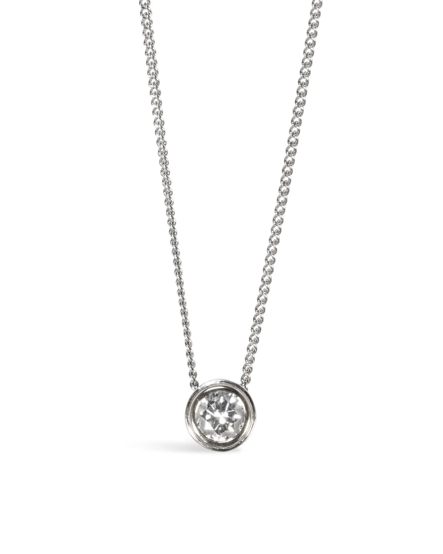 Two Tone Diamond Solitaire Pendant Pruden and Smith White Gold