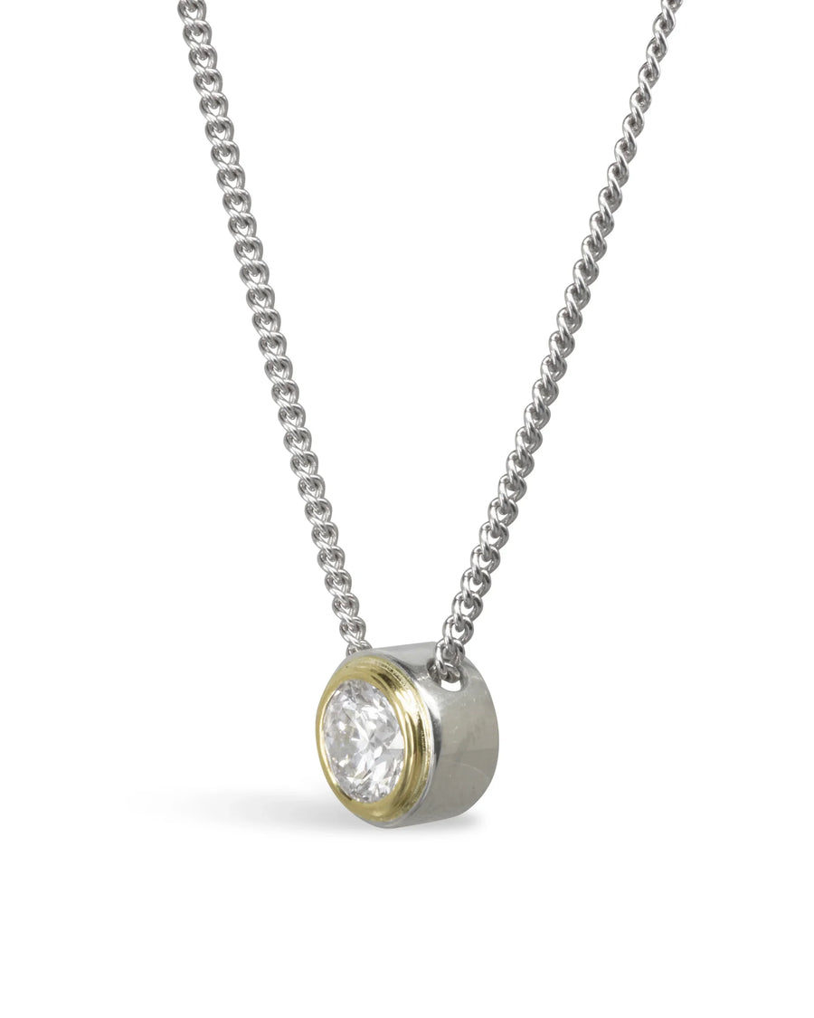 Two Tone Diamond Solitaire Pendant Pruden and Smith