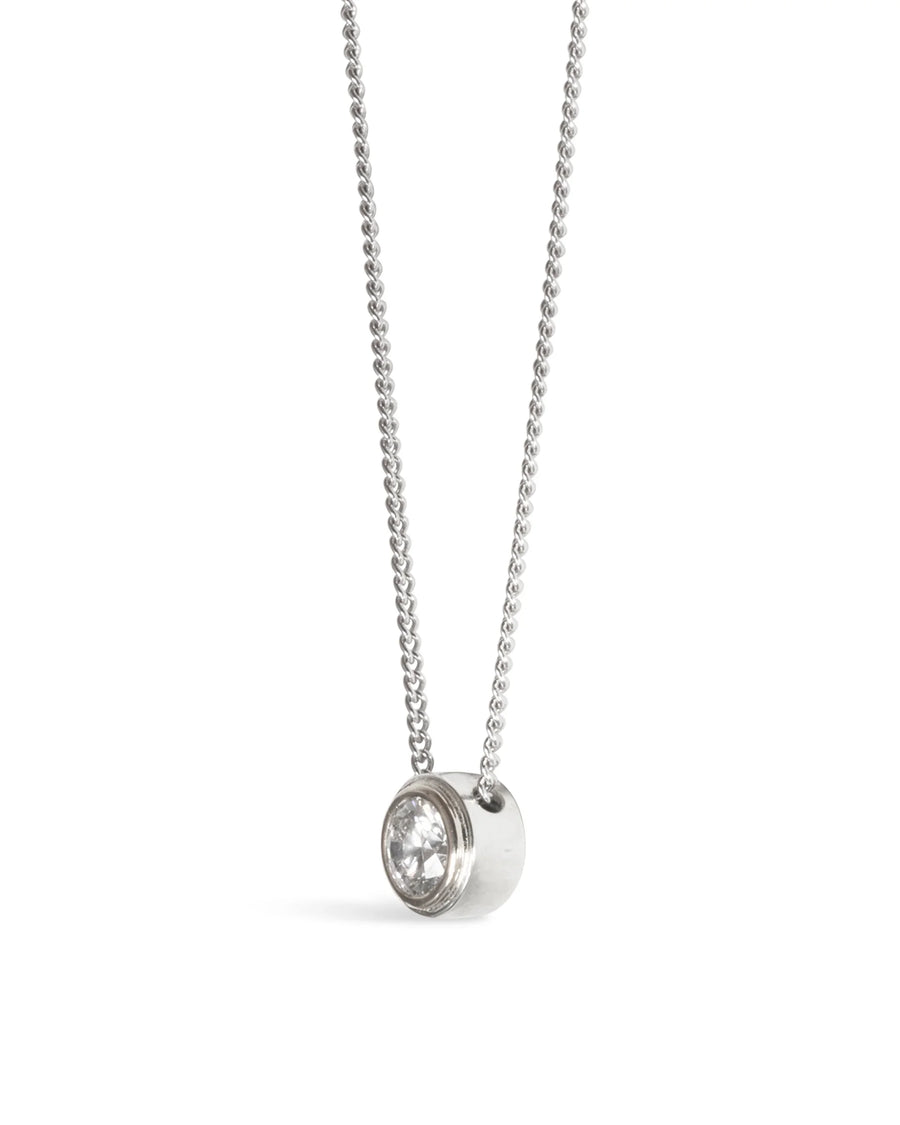 Two Tone Diamond Solitaire Pendant Pruden and Smith White Gold