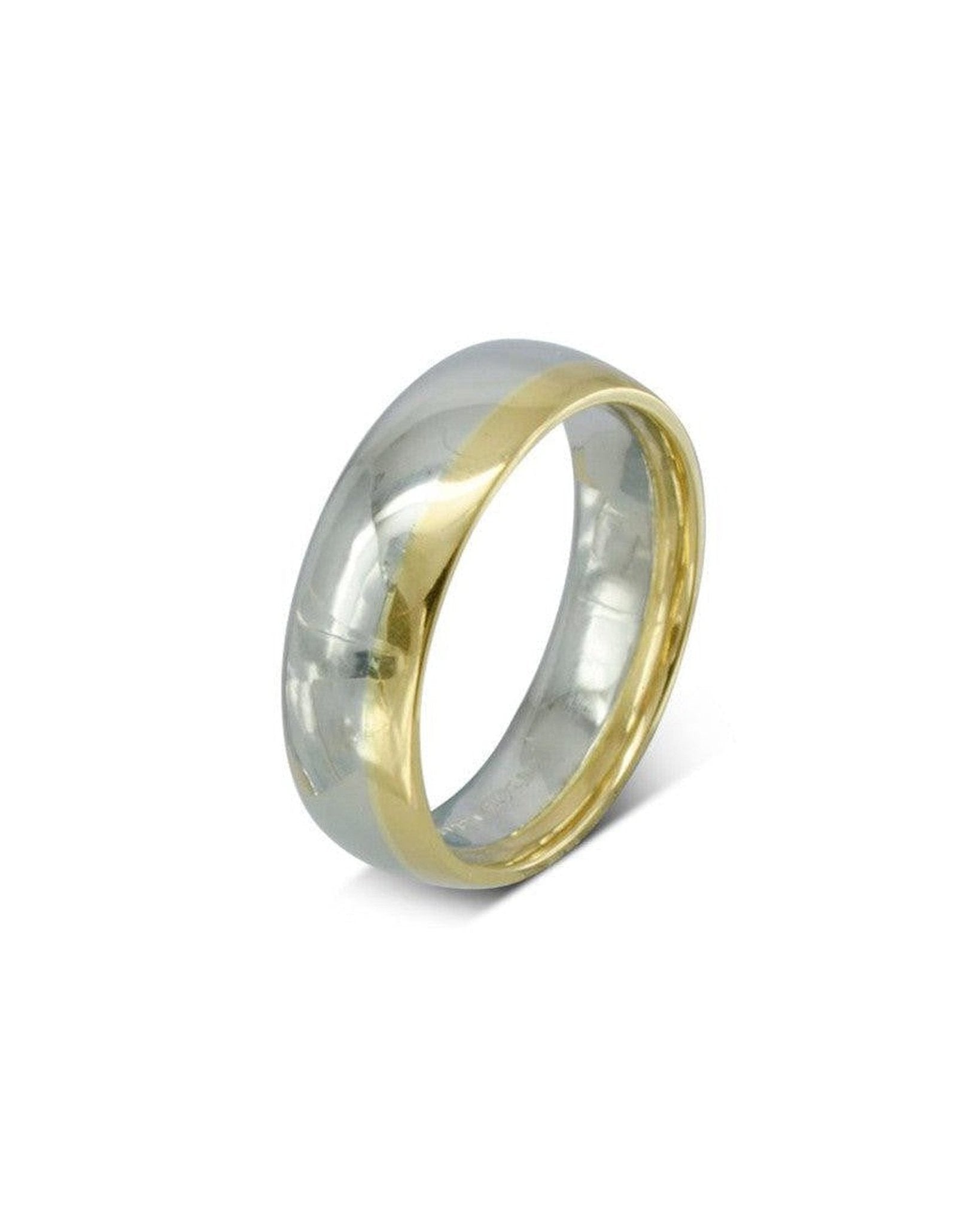 Two Tone Gold Court Shaped Wedding Band Ring Pruden and Smith