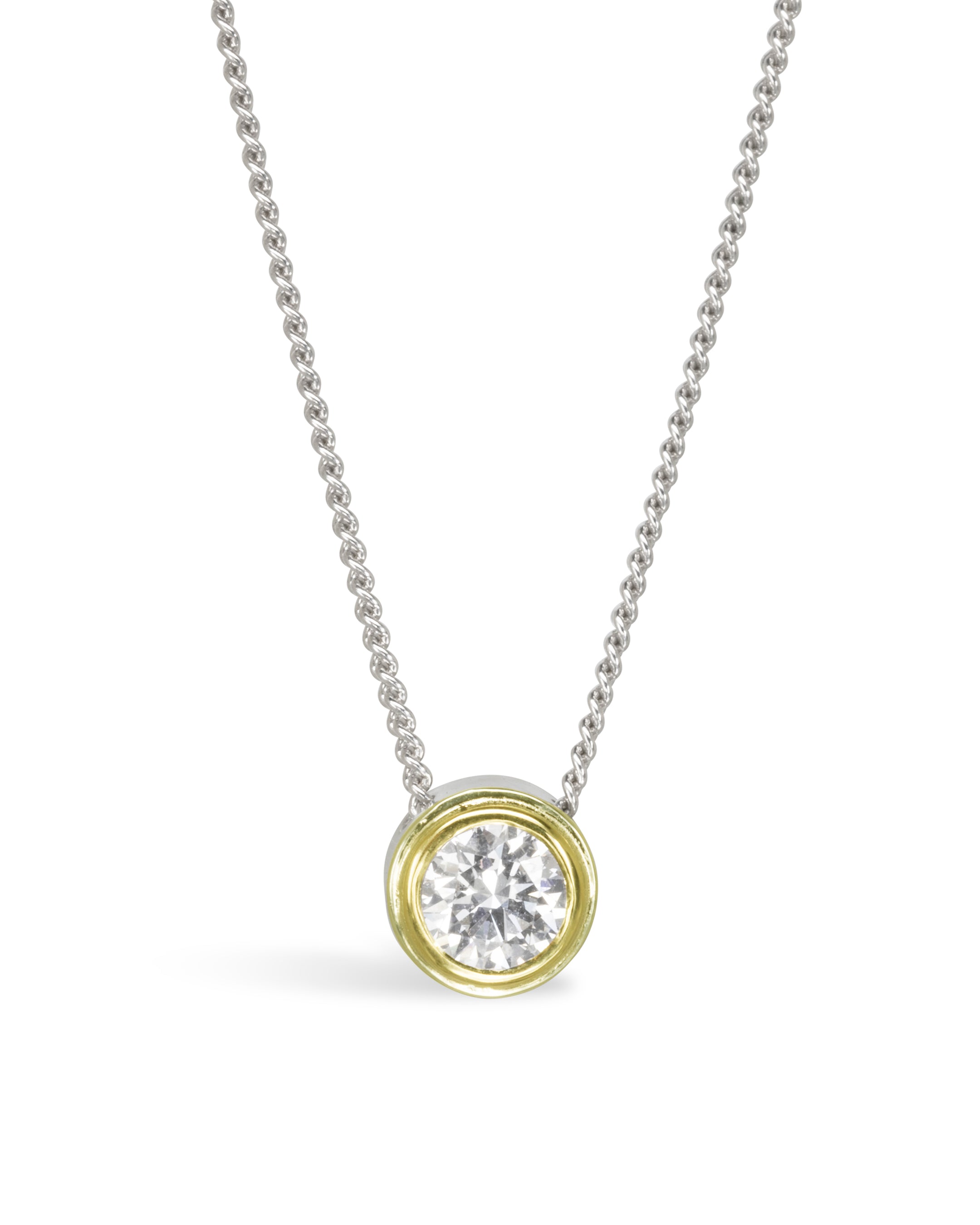 Two Tone Diamond Solitaire Pendant Pruden and Smith