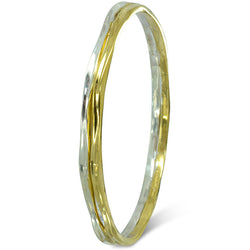 Two Colour Gold Side Hammered Bangle Bangle Pruden and Smith   