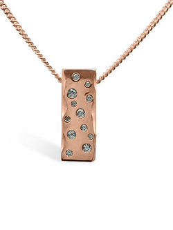 Carved Scattered Diamond Pendant Pendant Pruden and Smith 9ct Rose Gold  