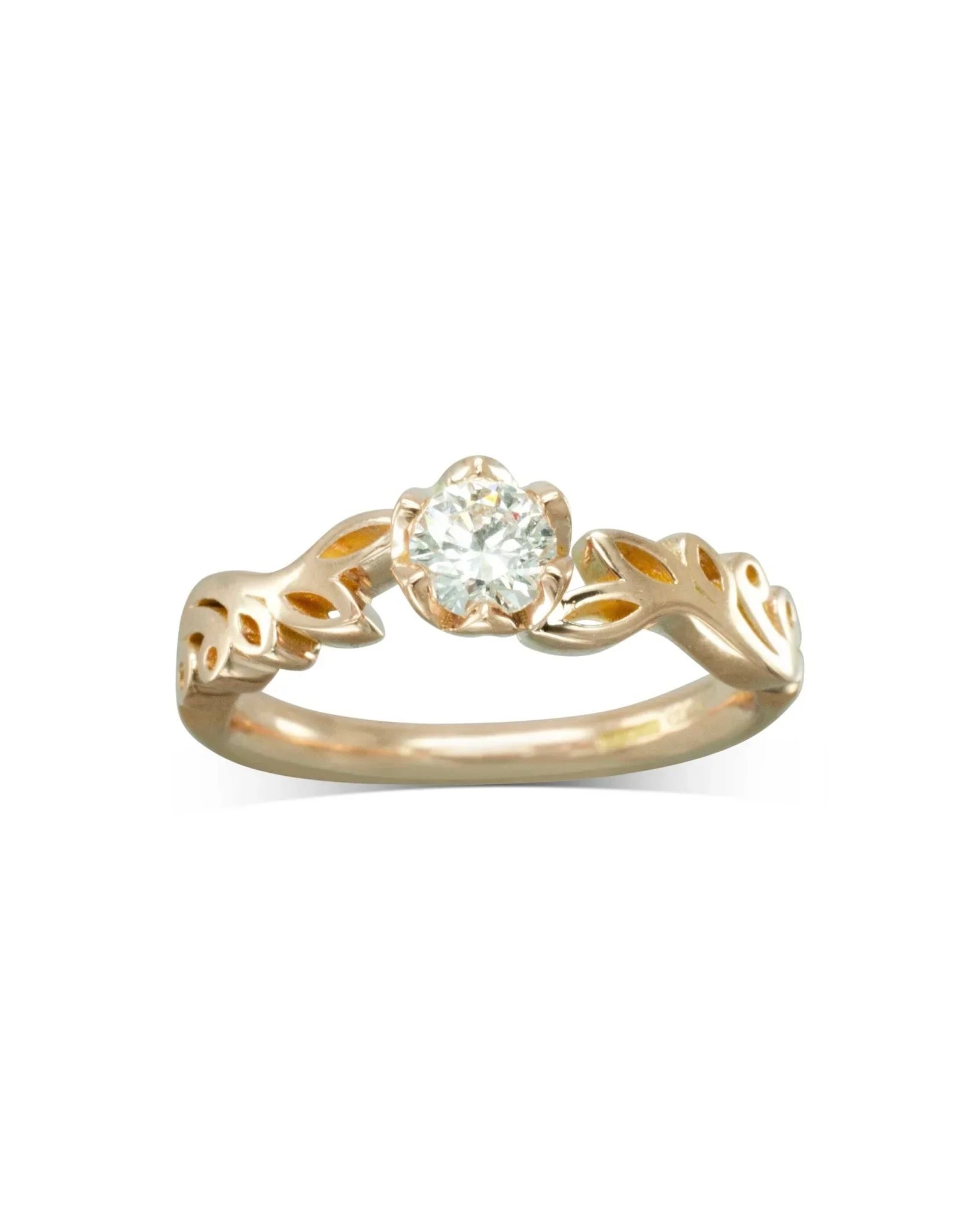 Vintage Rose Gold Dainty Diamond Engagement Ring Ring Pruden and Smith