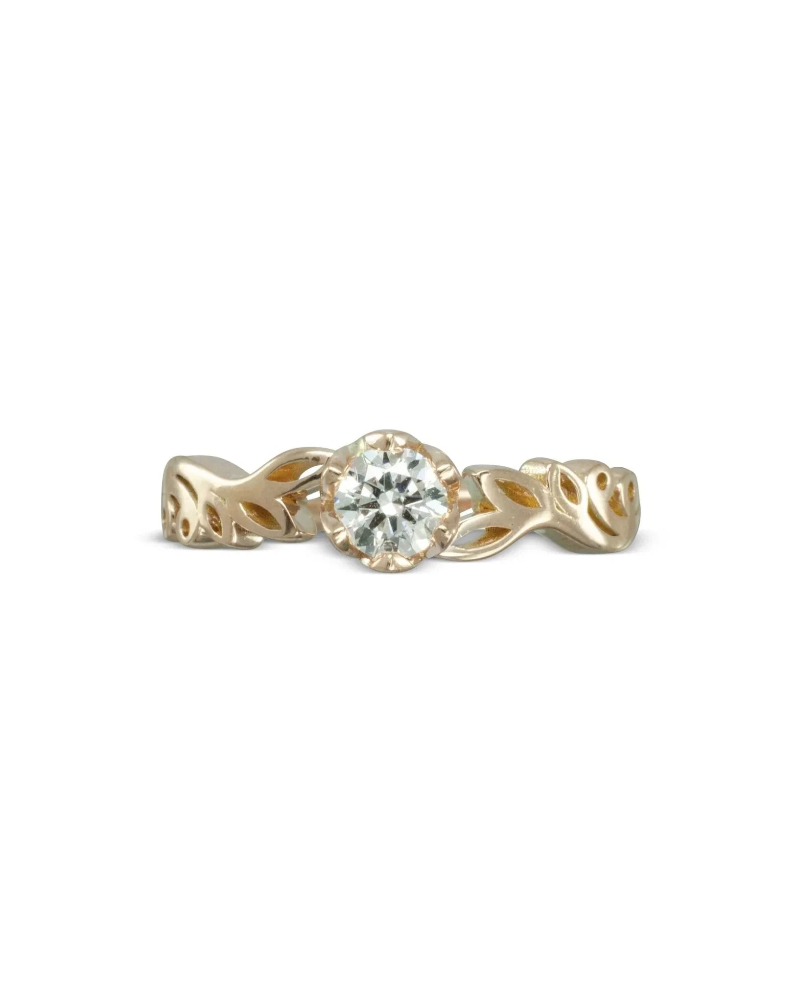 Vintage Rose Gold Dainty Diamond Engagement Ring Ring Pruden and Smith