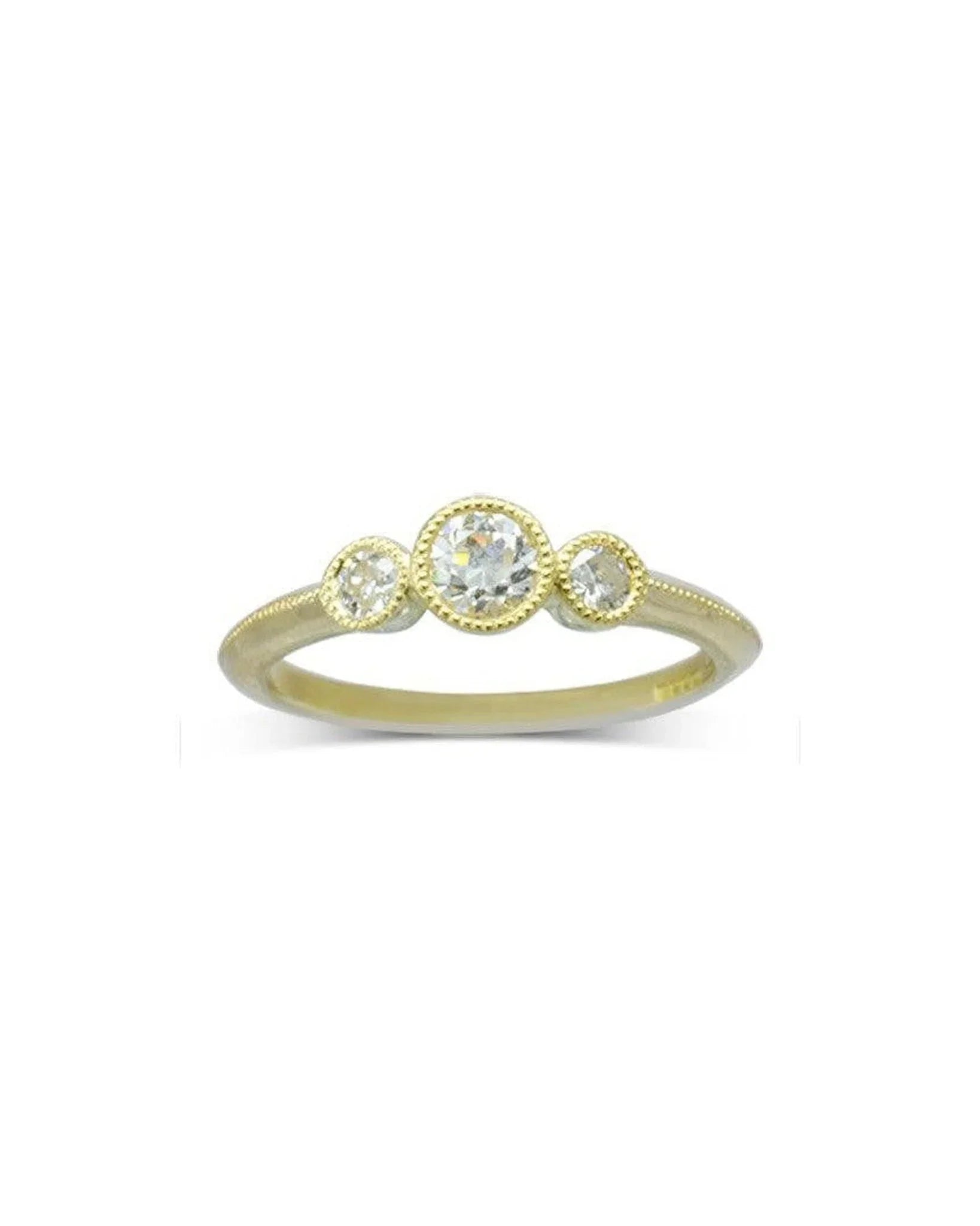 Vintage Diamond Trilogy Engagement Ring Ring Pruden and Smith 9ct Yellow Gold