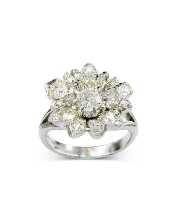 Vintage Flower Diamond Dress Ring Ring Pruden and Smith