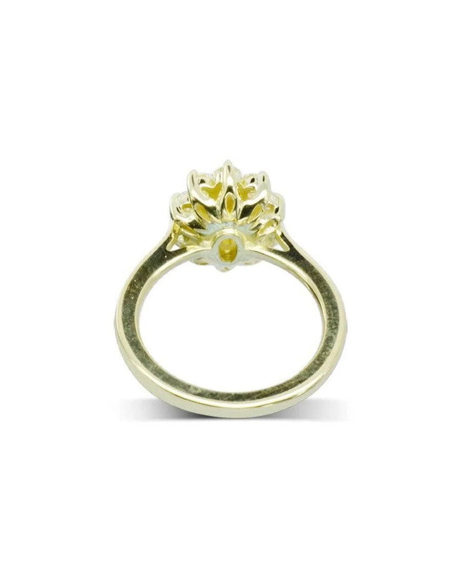 Vintage Platinum Emerald and Diamond Cluster Ring Ring Pruden and Smith Back Detail