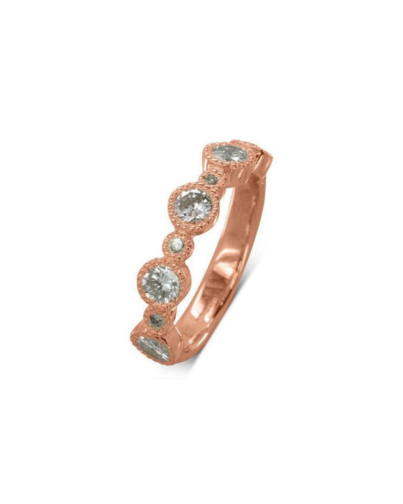 Vintage Gold Alternating Diamond Eternity Ring Ring Pruden and Smith 18ct Rose Gold