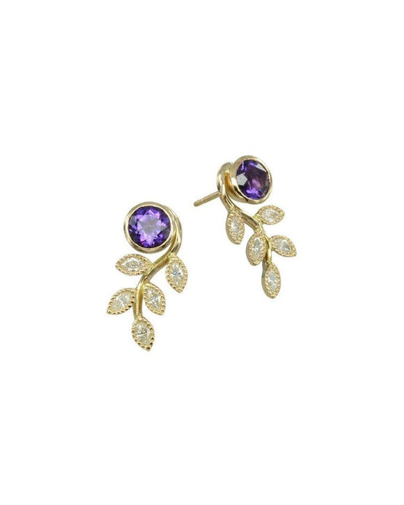 Vintage Leaf Amethyst Earrings Earrings Pruden and Smith