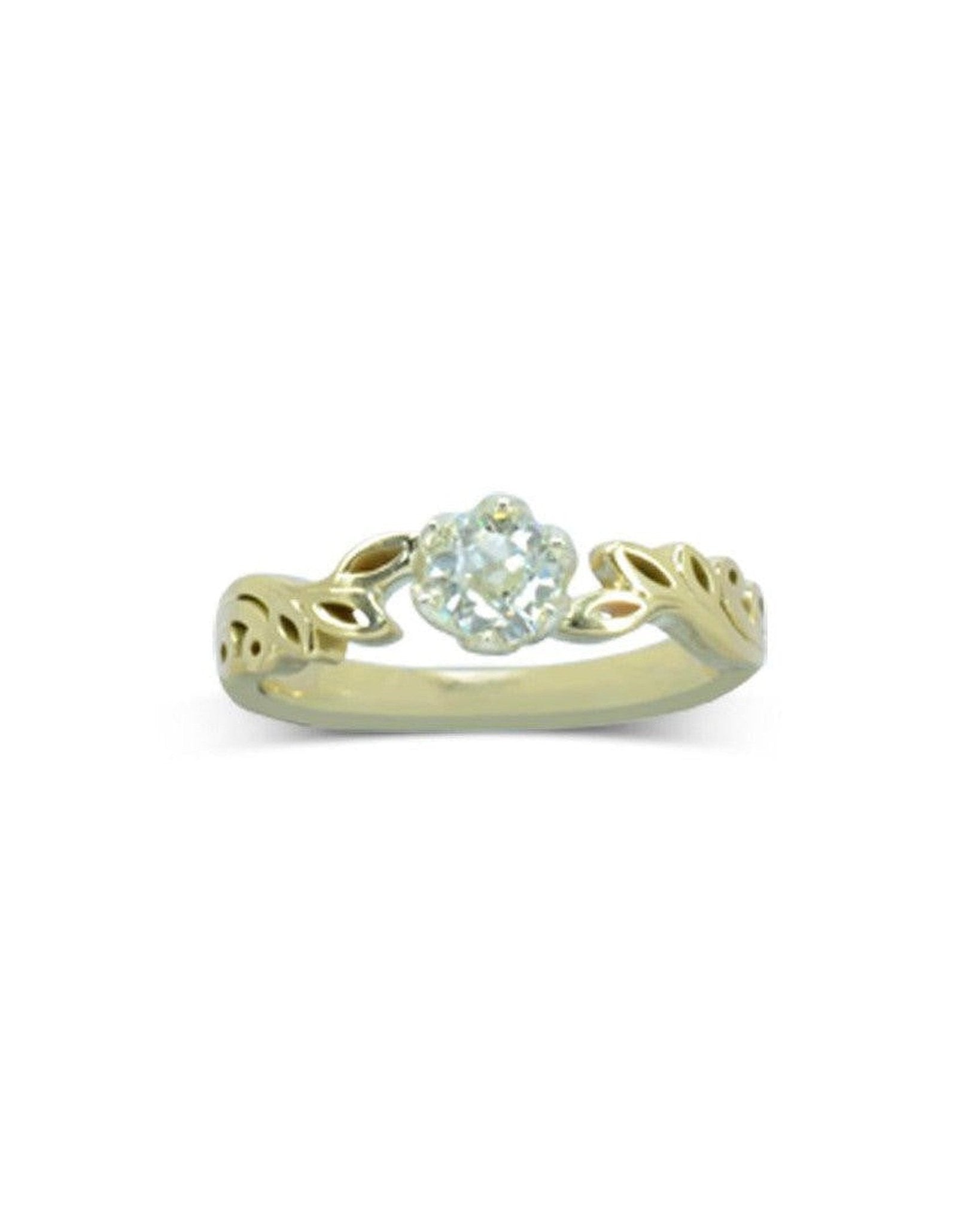 Vintage Leaf Diamond Engagement Ring Ring Pruden and Smith 18ct Yellow Gold using own centre diamond