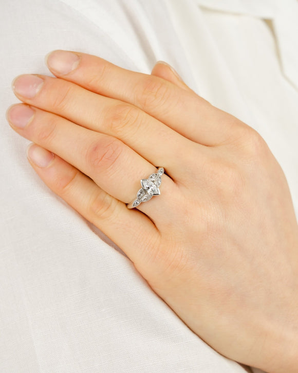 Vintage Marquise Diamond Engagement Ring Ring Pruden and Smith