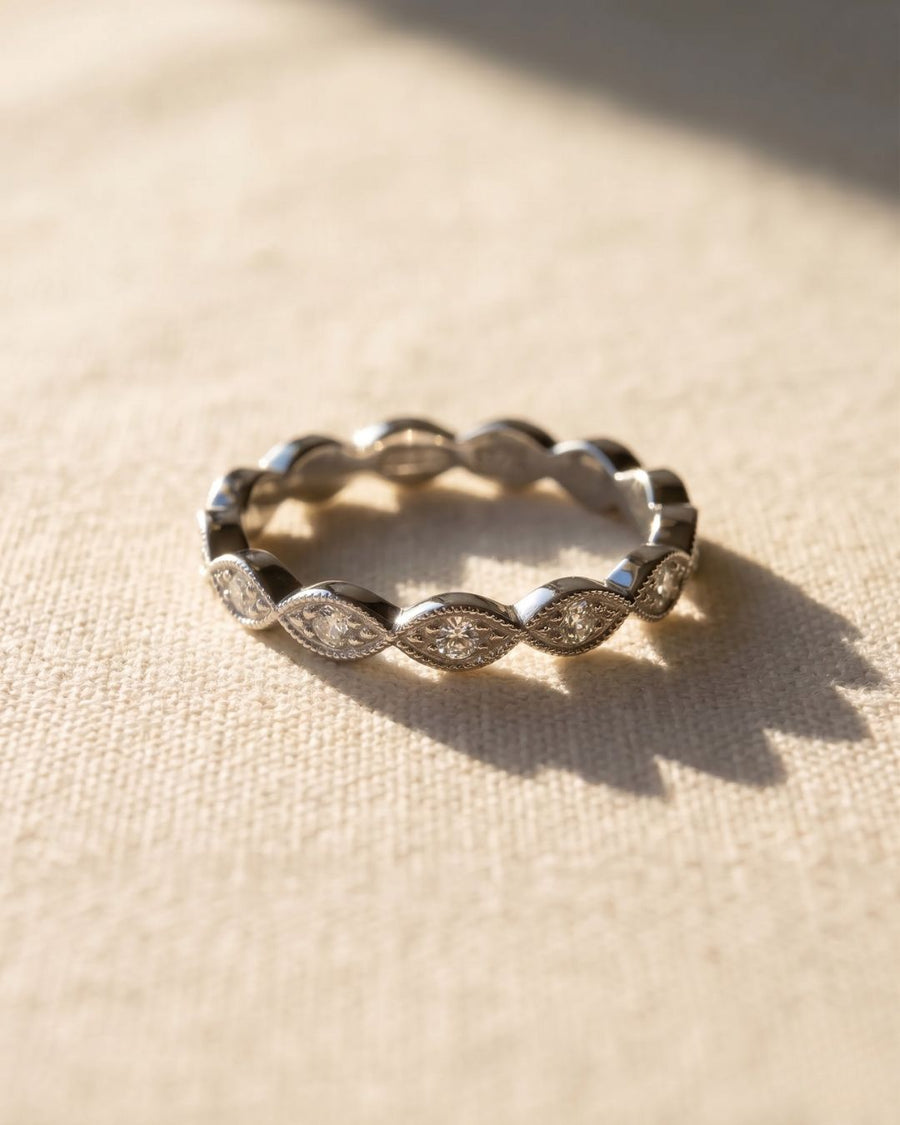 Platinum marquise diamond eternity ring.