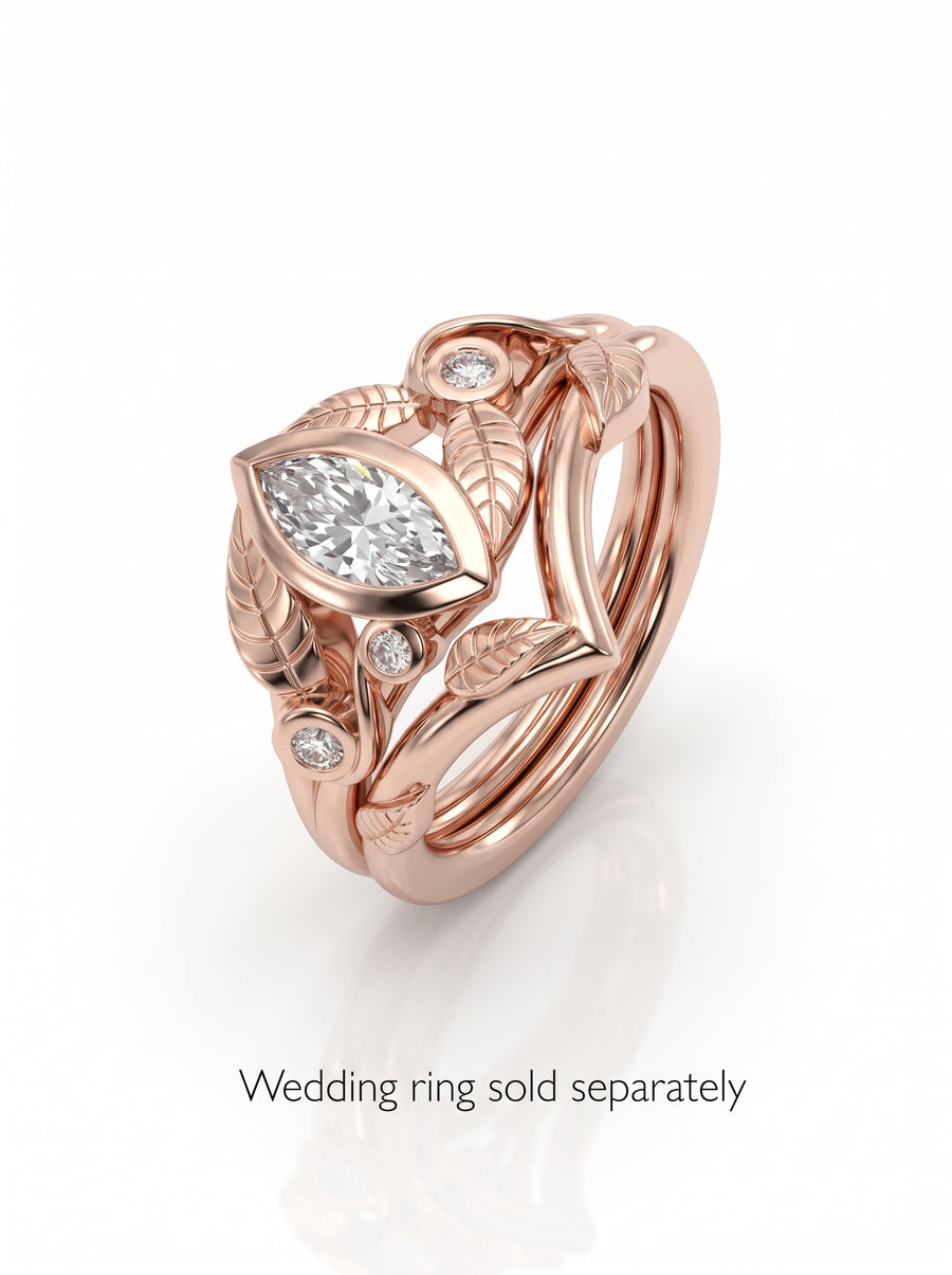 Marquise Leaf Engagement Ring