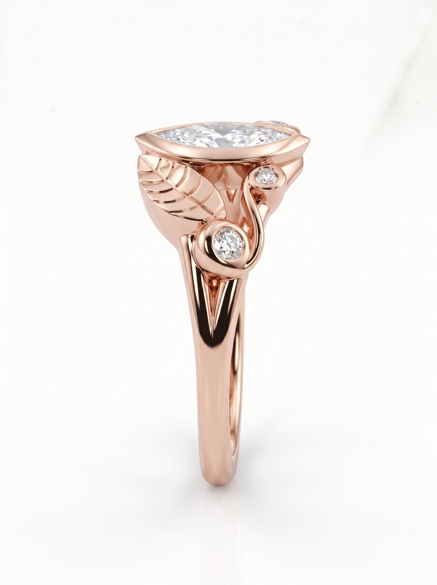Marquise Leaf Engagement Ring