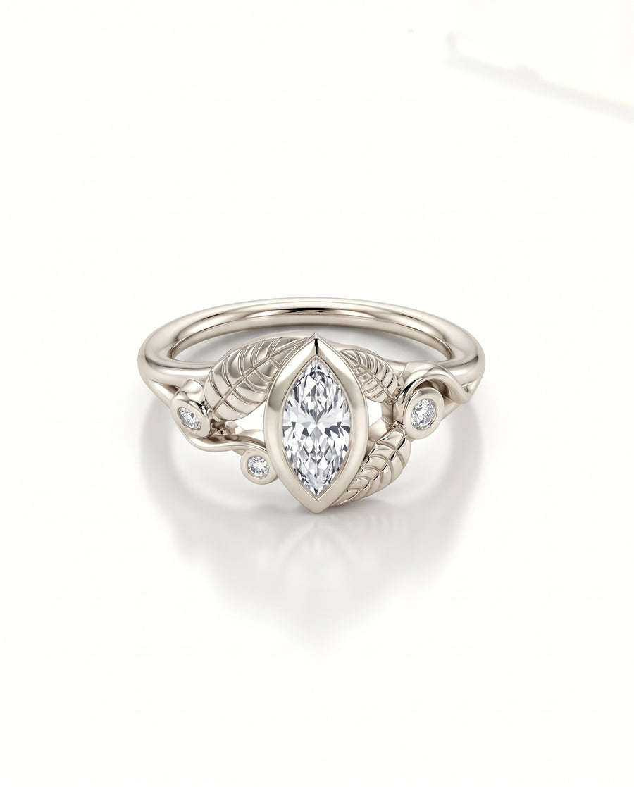 Marquise Leaf Engagement Ring