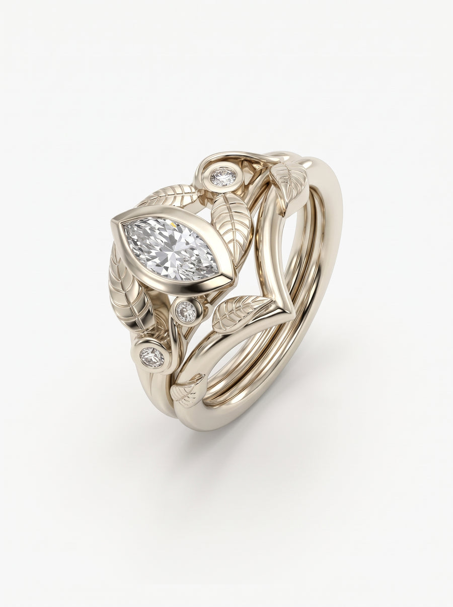 Marquise Leaf Engagement Ring