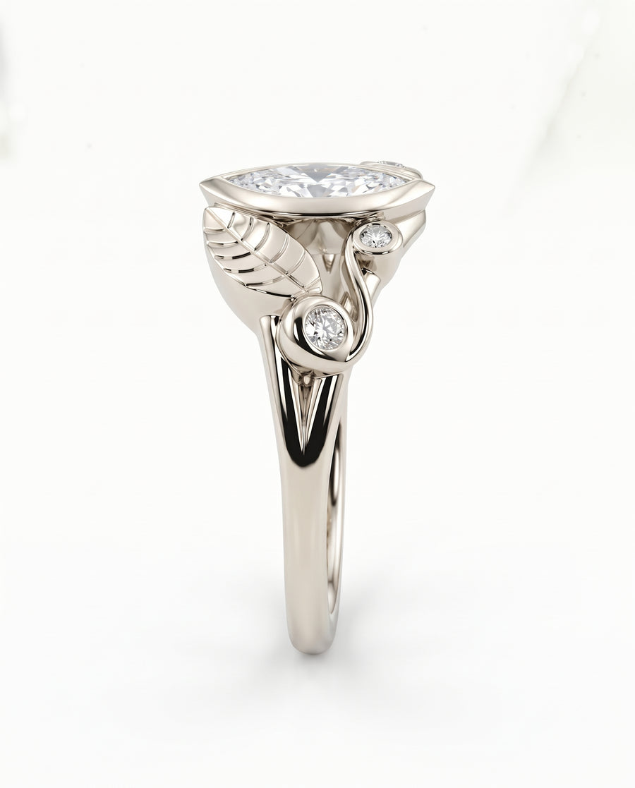 Marquise Leaf Engagement Ring