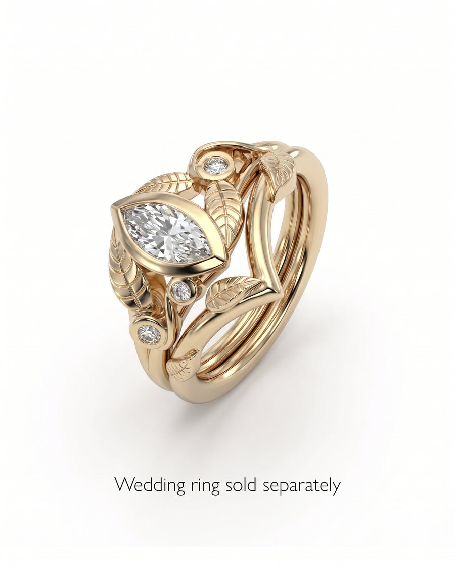Marquise Leaf Engagement Ring