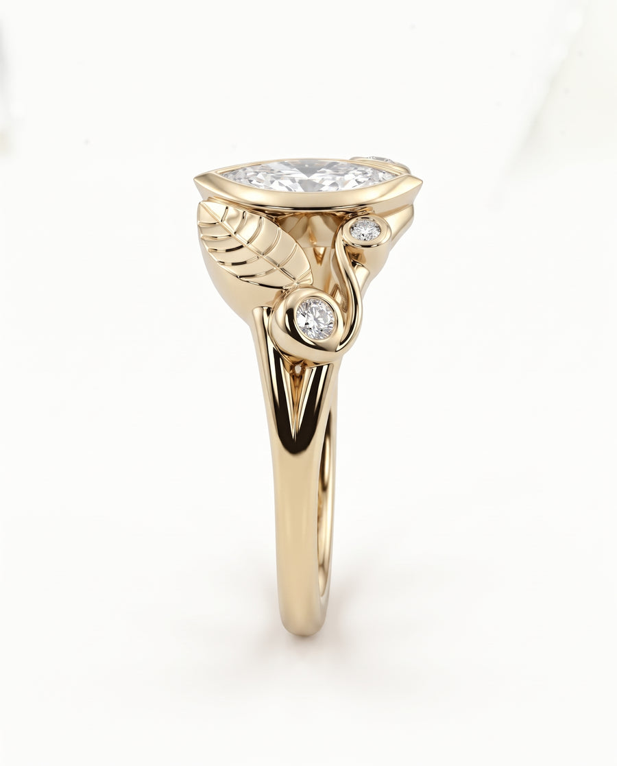 Marquise Leaf Engagement Ring