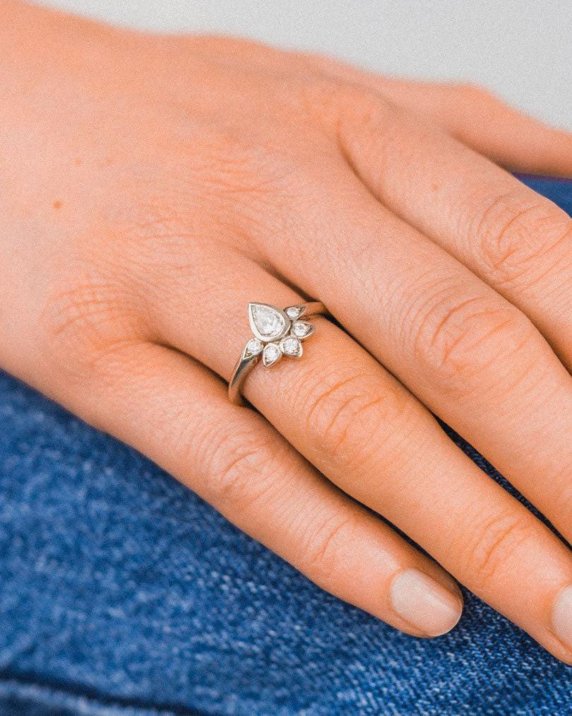 Vintage Peacock Diamond Cluster Engagement Ring (Wedding Band Optional) Ring Pruden and Smith