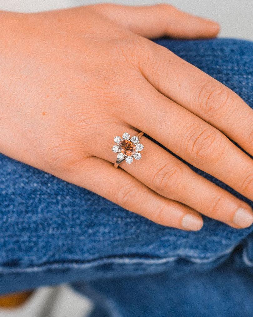 Vintage Platinum Ruby and Diamond Cluster Ring Ring Pruden and Smith
