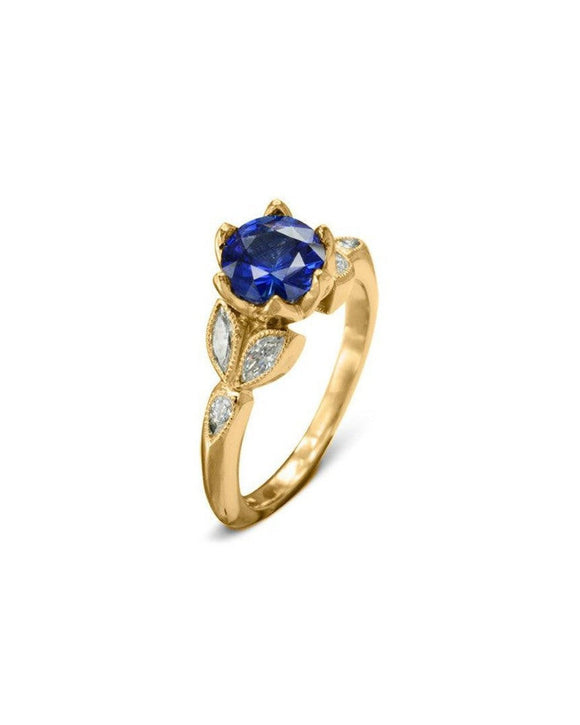 Vintage Sapphire Engagement Ring Ring Pruden and Smith 18ct Yellow Gold