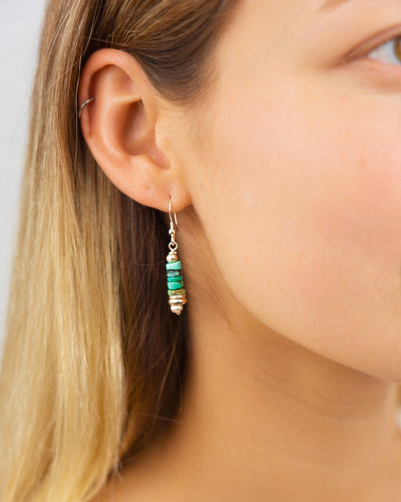 Vintage Turquoise and Silver Disc Earrings Earrings Pruden and Smith