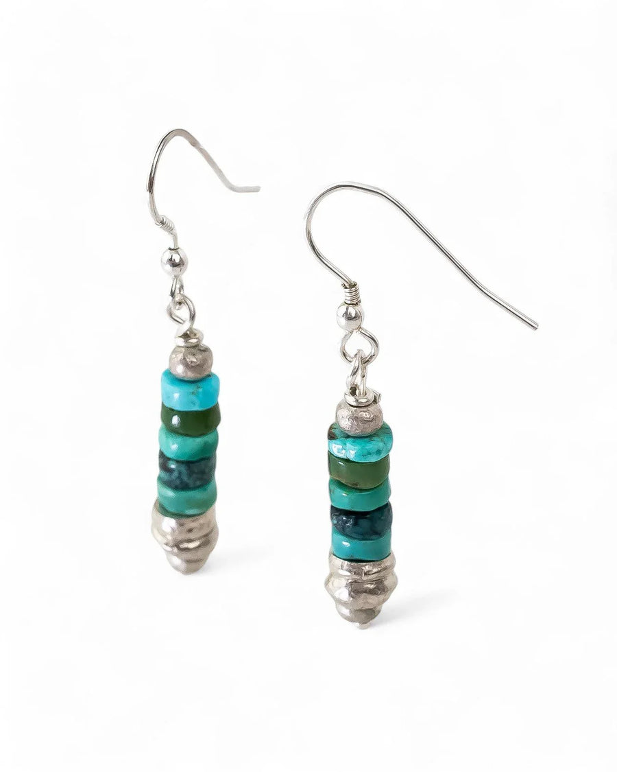 Vintage Turquoise and Silver Disc Earrings Earrings Pruden and Smith