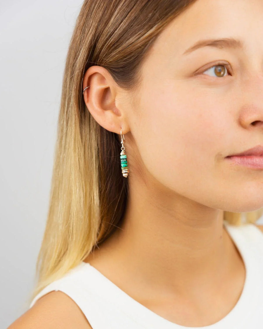 Vintage Turquoise and Silver Disc Earrings Earrings Pruden and Smith
