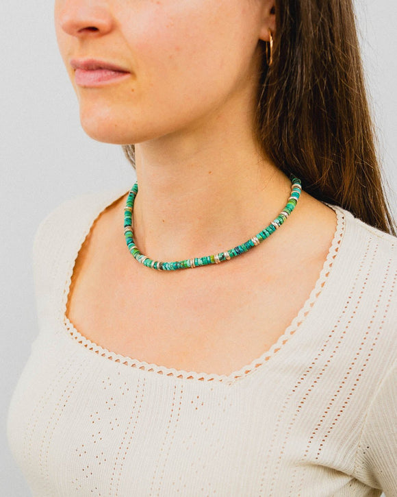 Vintage Turquoise and Silver Disc Necklace Necklace Pruden and Smith