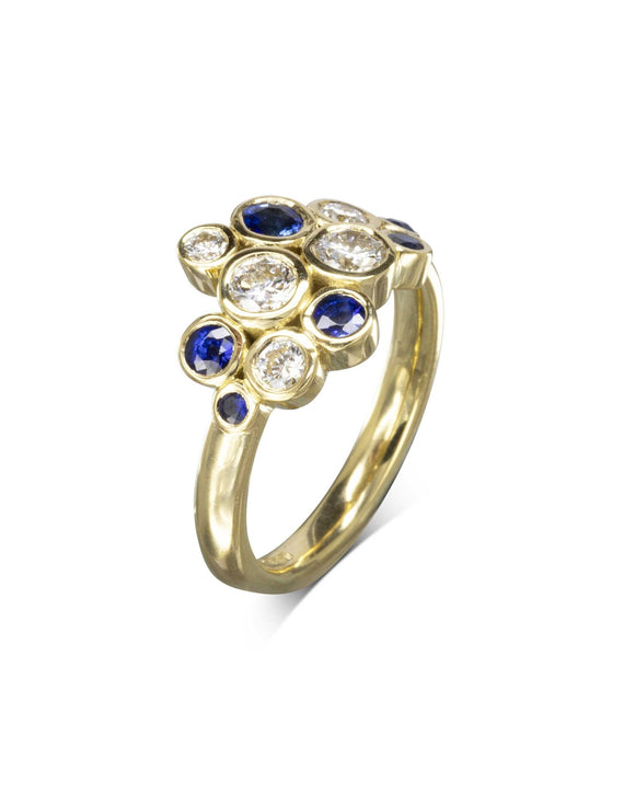 Water Bubbles 18ct Yellow Gold Sapphire and Diamond Ring Ring Pruden and Smith