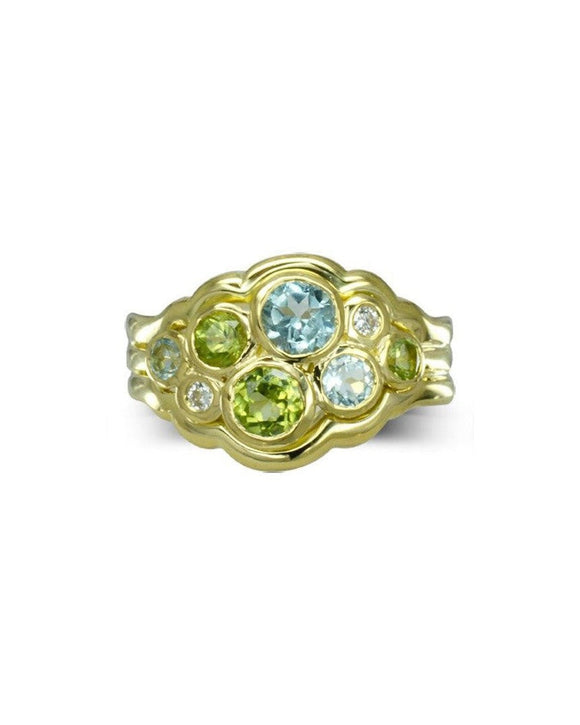 Water Bubbles Aquamarine and Diamond Cluster Ring Ring Pruden and Smith