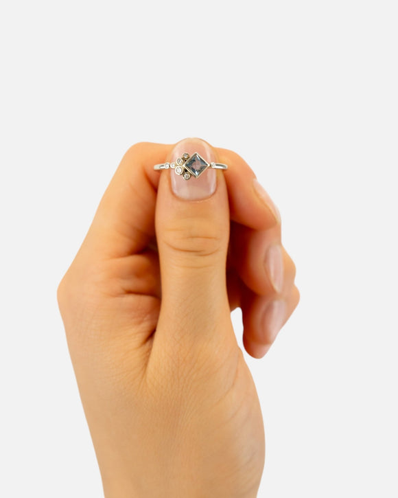 Water Bubbles Aquamarine and Diamond Engagement Ring Ring Pruden and Smith