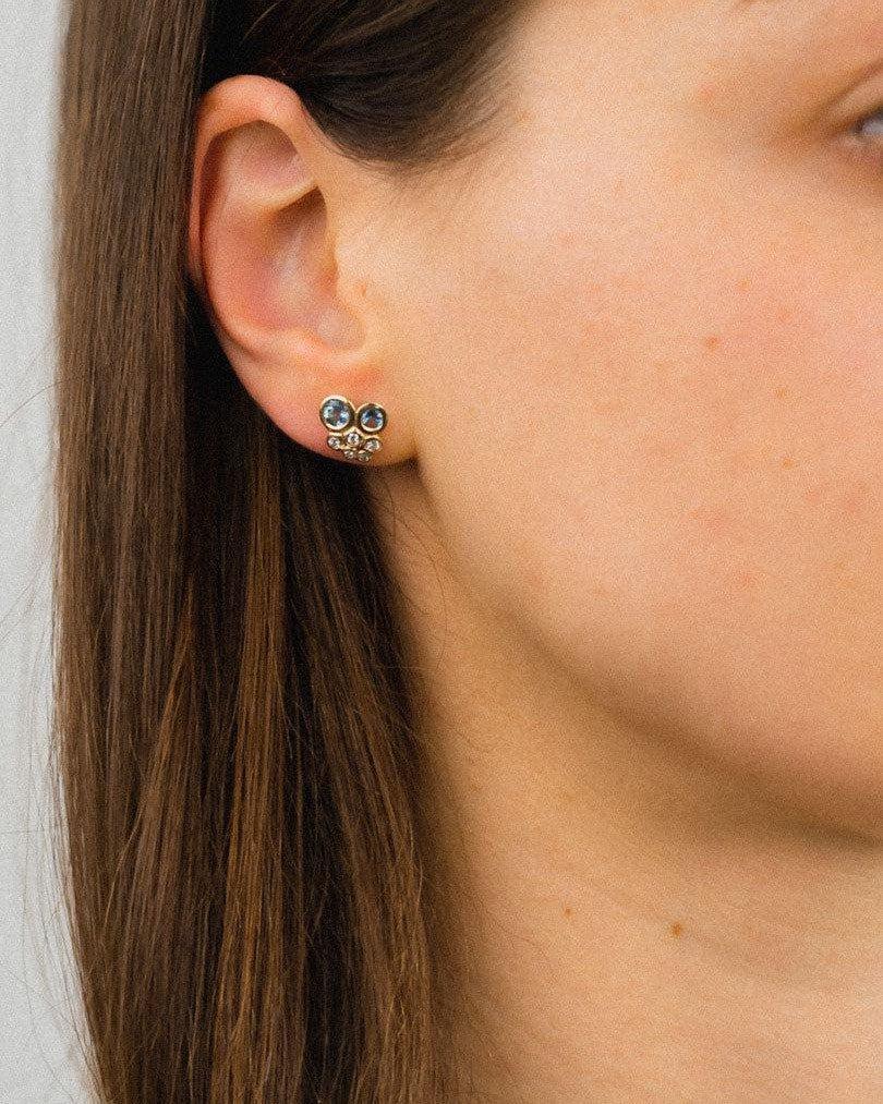 Water Bubbles Aquamarine Diamond Cluster Earrings Earrings Pruden and Smith