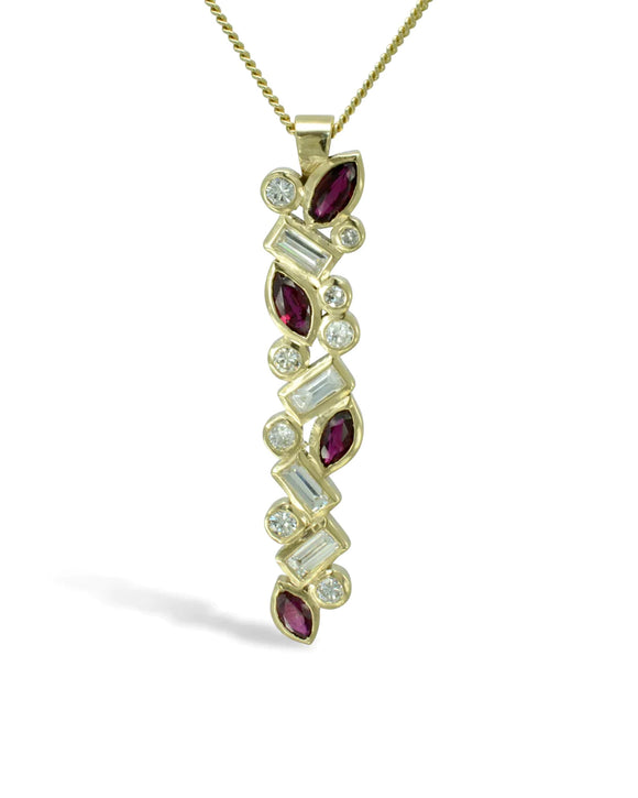 Water Bubbles Diamond and Ruby Pendant Pendant Pruden and Smith
