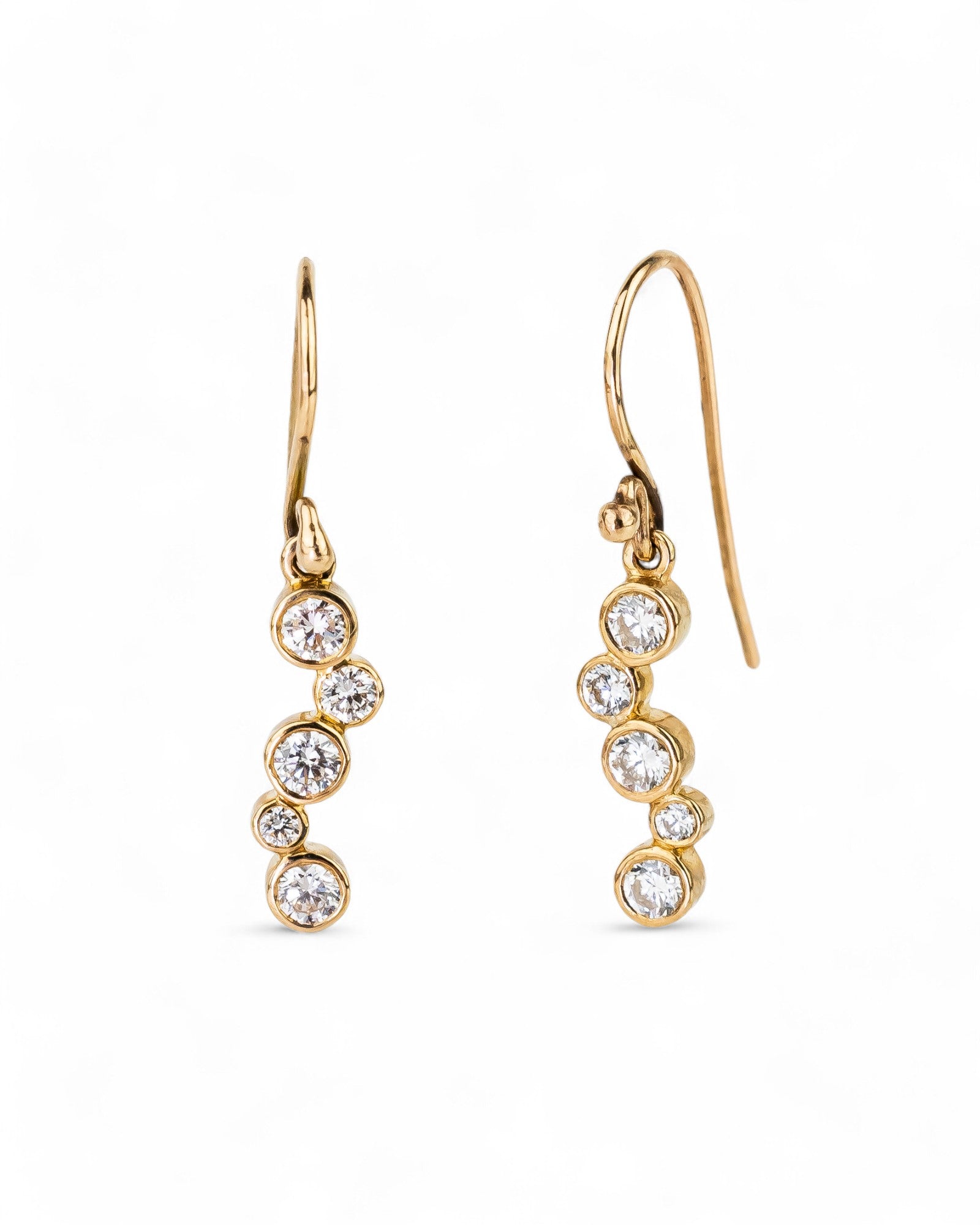 Water Bubbles Diamond and Yellow Gold Drop Earrings Earrings Pruden and Smith