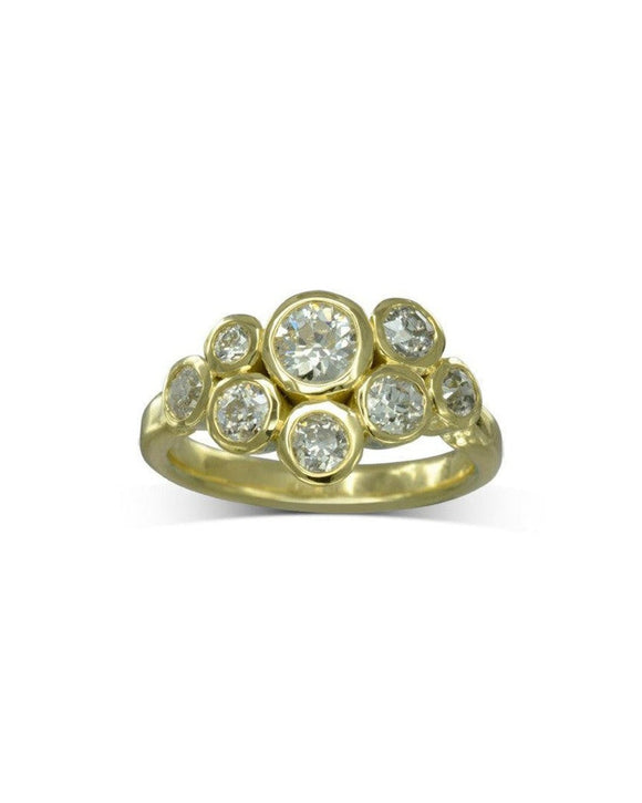 Water Bubbles Diamond Cluster Ring Ring Pruden and Smith 18ct Yellow Gold