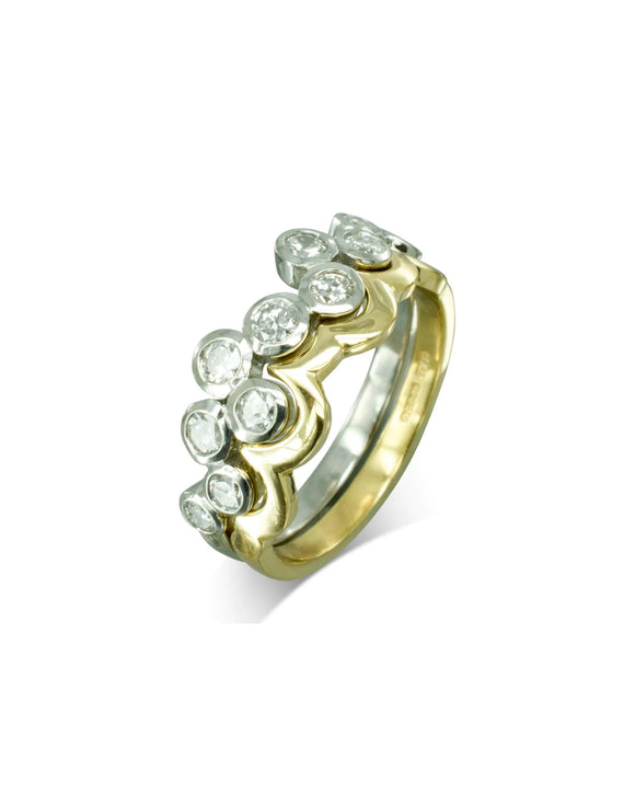Water Bubbles Diamond Eternity Ring with Yellow Gold Shaped Band Ring Pruden and Smith